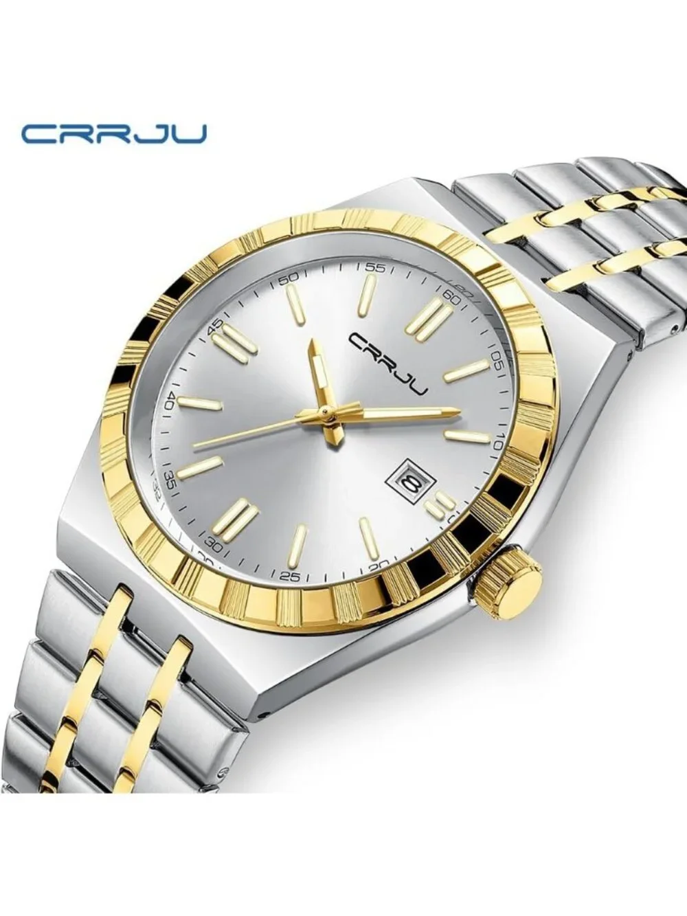 Men's Silver Gold White Luxury Luminous Analog Quartz Fashion Casual Wrist Watch
